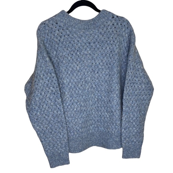 NWT Magaschoni Alpaca Wool Textured Sweater Heather Blue size Large - Picture 2 of 4